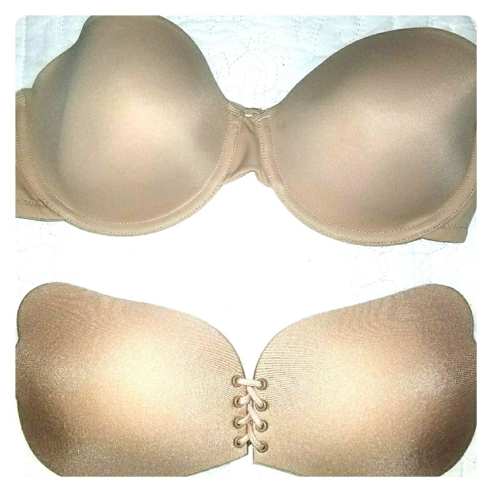 1 strapless/1 backless bra - Size 36C/C cup - Nude